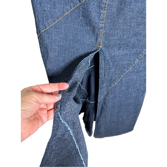 Caché Denim Crystal Accents Front Zip Maxi Flare Bottom Skirt 4 - Picture 4 of 7